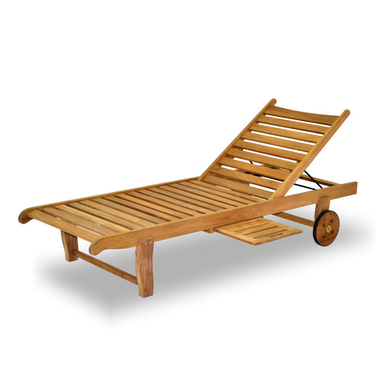 Reclining teak chaise discount lounge